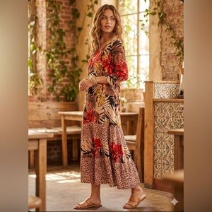 bfa classics dress Vintage BFA Classics Red Cotton High Neck Long Sleeve Knee Length Dress 10P